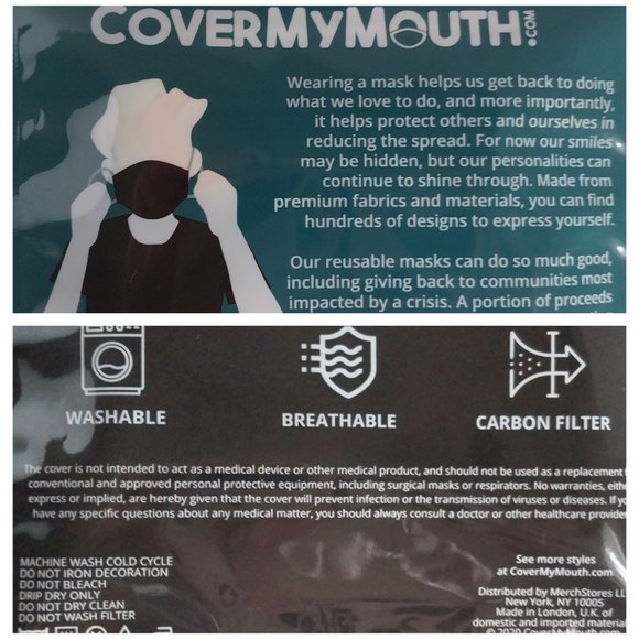 Reusable Face Mask w Carbon Filter Van Gogh Starry Night Graphic Art London Made - Picture 3 of 4